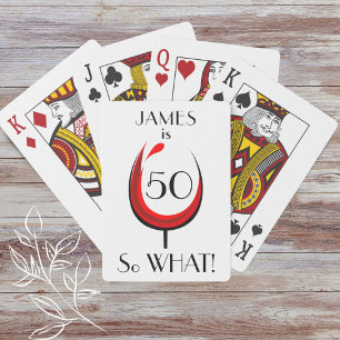 Jeu De Cartes Verre de vin rouge positif moderne 50e anniversair