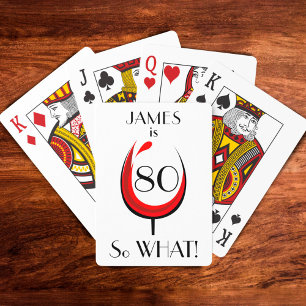 Jeu De Cartes Verre rouge positif moderne 80e anniversaire