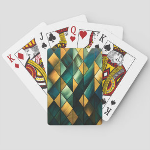 Jeu De Cartes Vert Abstrait doré géométrique