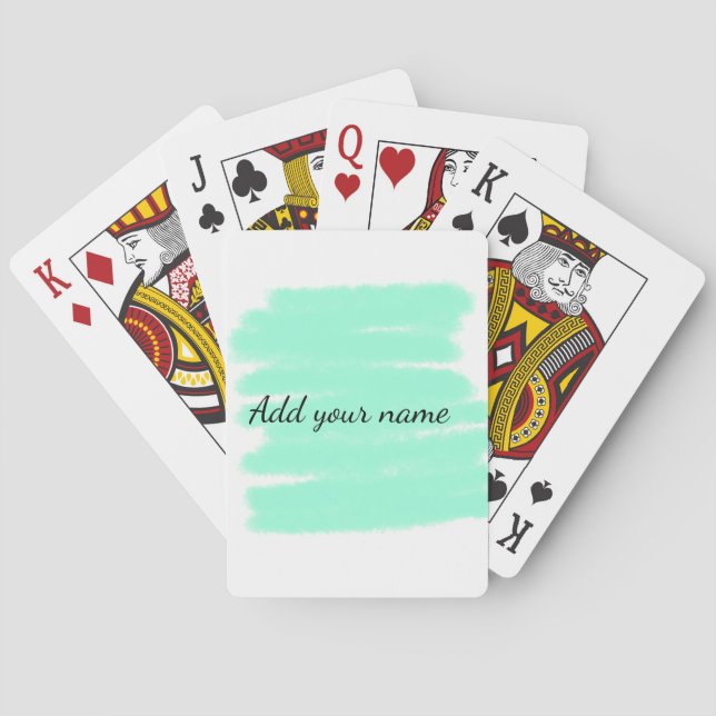 Jeu De Cartes Vert aquarelle ajouter nom message texte lancer (dos)