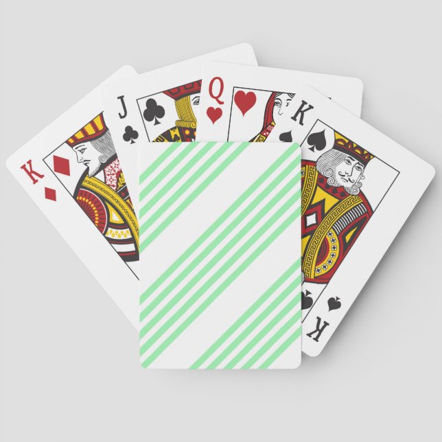 Jeu De Cartes Vert et blanc cinq bandes motif (dos)
