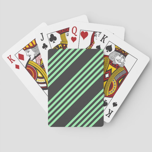 Jeu De Cartes Vert et charbon de bois cinq bandes motif (dos)