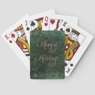 Jeu De Cartes Vert et vignes grunges d'or - bonnes fêtes