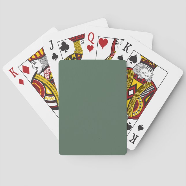 Jeu De Cartes Vert eucalyptus poussiéreux uni (dos)