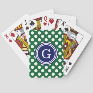 Jeu De Cartes Vert forêt Bleu marine Blanc à pois 1IR
