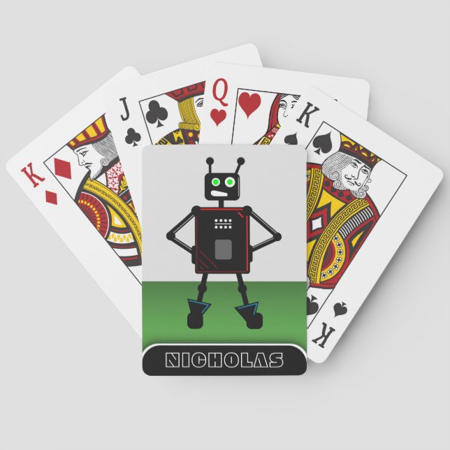 Jeu De Cartes Vert impétueux de robot - robot personnalisé (dos)