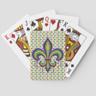 Jeu De Cartes Vert jaune pourpre Mardi Gras fleur de lis