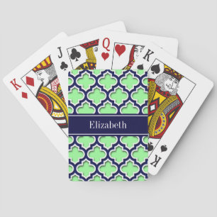 Jeu De Cartes Vert Menthe, Navy Marocain #5DS Navy Nom Monogramm