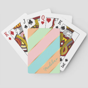 Jeu De Cartes Vert Menthe Personnalisé Bleu Aqua Rose Or Rayure