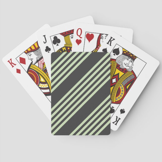 Jeu De Cartes Vert pâle et charbon cinq bandes motif (dos)