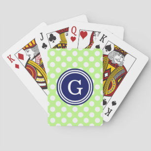 Jeu De Cartes Vert pistache Bleu marine Blanc Points 1IR