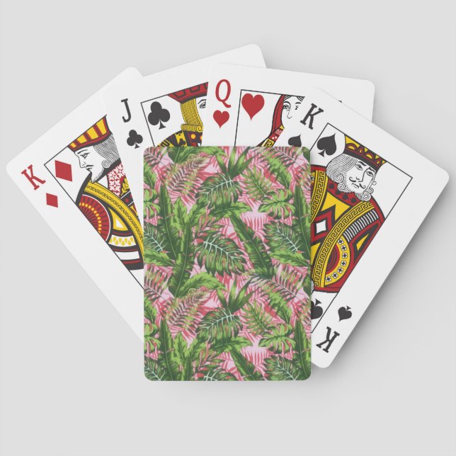 Jeu De Cartes Vert rose Jungle tropicale Botanique (dos)