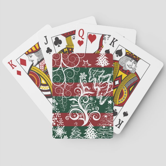 Jeu De Cartes Vert rouge de fête d'arbre de Noël de vacances (dos)