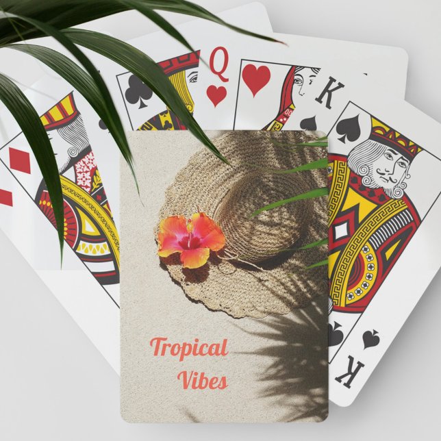 Jeu De Cartes Vibes tropicales Hibiscus Plage de fleurs (Créateur téléchargé)