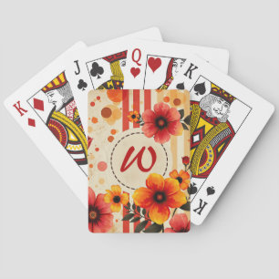 Jeu De Cartes Vibrant Floral Aquarelle désaffectée Chic Monogram