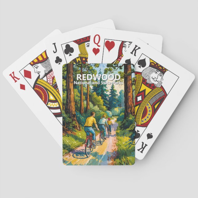 Jeu De Cartes Vibrant Redwood National Park Nature Family Cycing (dos)
