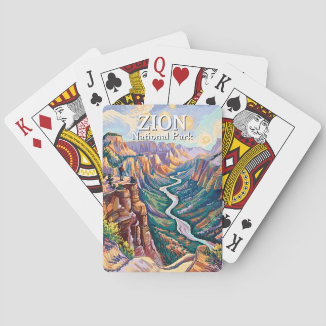 Jeu De Cartes Vibrant Zion National Park Canyon River Hiking Art (dos)