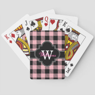Jeu De Cartes Vichy à carreaux rose et noir Buffalo Tartan 1IQN