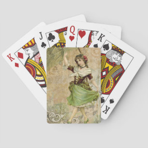Jeu De Cartes Victorian Dancing Girl in Green St. Patrick's Day