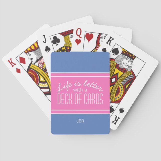 Jeu De Cartes Vie Bleue et Rose est Meilleure Citation Initiales (dos)