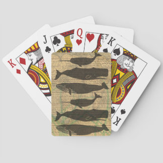 Jeu De Cartes Vieille Baleine Nautilique Vieille Océan Vie Mari