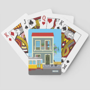 Jeu De Cartes Vieille maison de Lisbonne avec chats et tramway j