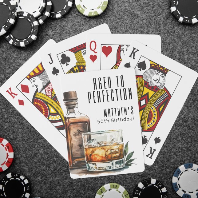 Jeu De Cartes Vieilli à la perfection Whiskey d'anniversaire pou (Aged To Perfection Men's Birthday Whiskey Poker Cards)