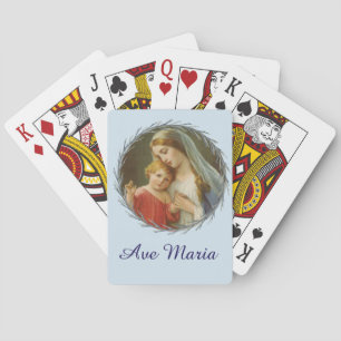 Jeu De Cartes Vierge Marie béni avec la guirlande de Jésus de