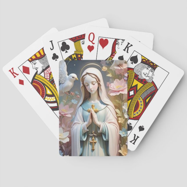 Jeu De Cartes Vierge Marie jouant aux cartes, aux cartes de poke (dos)