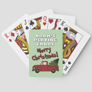 Jeu De Cartes Vieux camion Chevy rouge et arbre de Noël pour enf