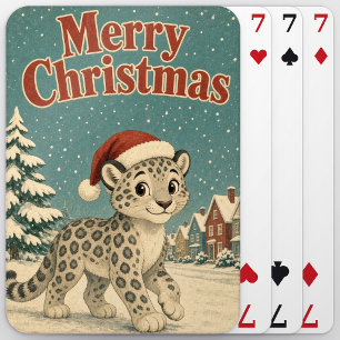 Jeu De Cartes Village d'hiver de Noël de léopard des neiges anim