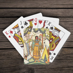 Jeu De Cartes Village forestier vintage de femme amérindienne
