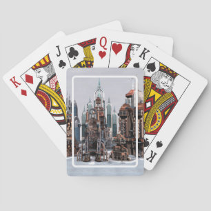 Jeu De Cartes Ville de fantasy futuriste Art de la skyline de sc