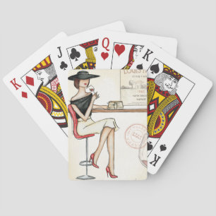 Jeu De Cartes Vin potable de femme à la mode