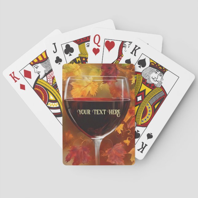 Jeu De Cartes Vin rouge et feuillage de récolte joli (dos)