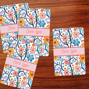 Jeu De Cartes Vintage 60s Vibe Mod Thème Floral Abstrait