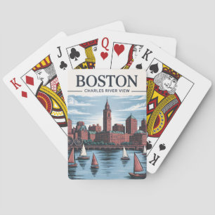 Jeu De Cartes Vintage Boston Massachusetts Cityscape & Voiliers