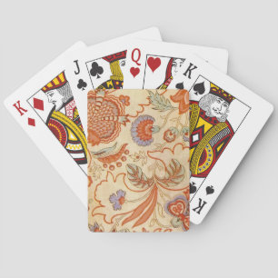 Jeu De Cartes Vintage Chintz Floral Antique Terracotta Français