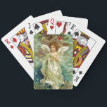 Jeu De Cartes Vintage Christmas Angel Playing<br><div class="desc">Pretty Christmas cherub with wings,  star and holiday greens.</div>
