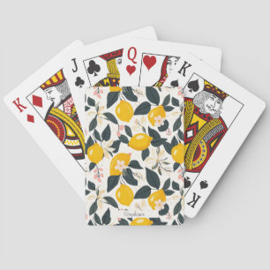 Jeu De Cartes Vintage citron et Motif de fleurs roses