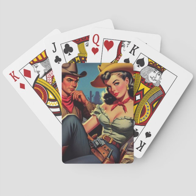 Jeu De Cartes Vintage Cowboy et Cowgirl (dos)