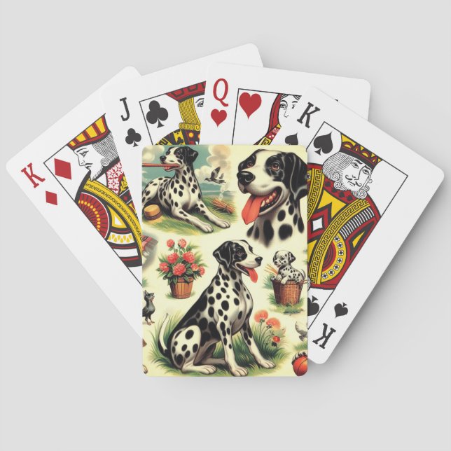 Jeu De Cartes Vintage Cute Dalmatien sans joint (dos)
