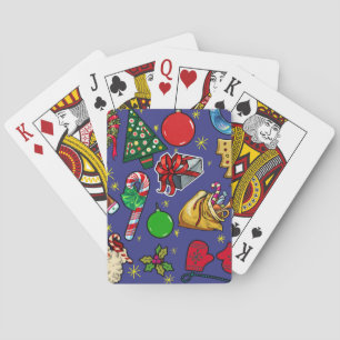 Jeu De Cartes Vintage de Noël rétro couleur bleu rouge vert
