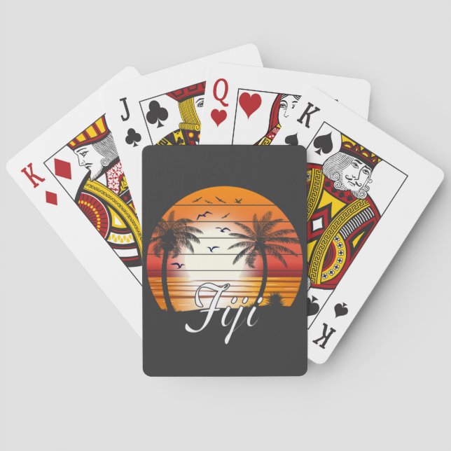 Jeu De Cartes Vintage Fiji Palm Trees Summer Beach (dos)
