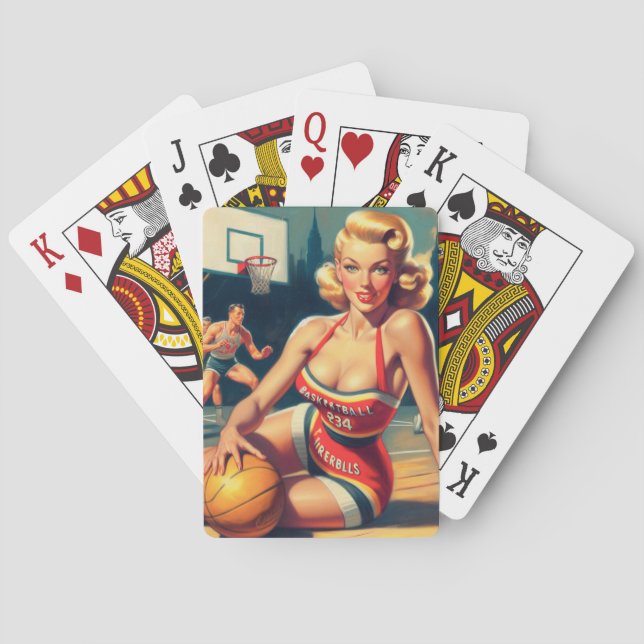 Jeu De Cartes Vintage fille de basket-ball (dos)