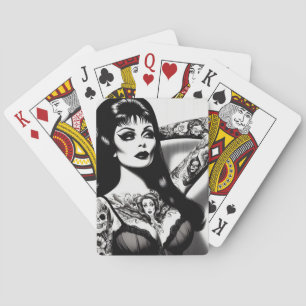 Jeu De Cartes Vintage fille Goth tatouée