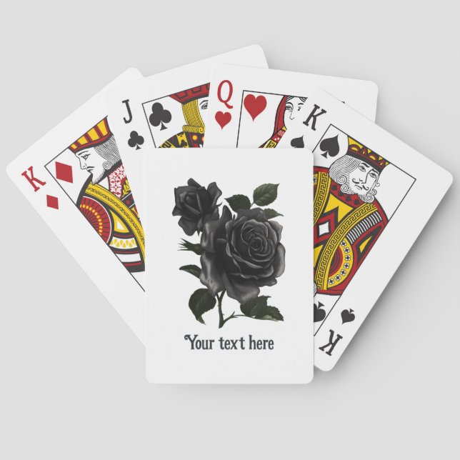Jeu De Cartes Vintage gothique noir Roses personnalisés (dos)