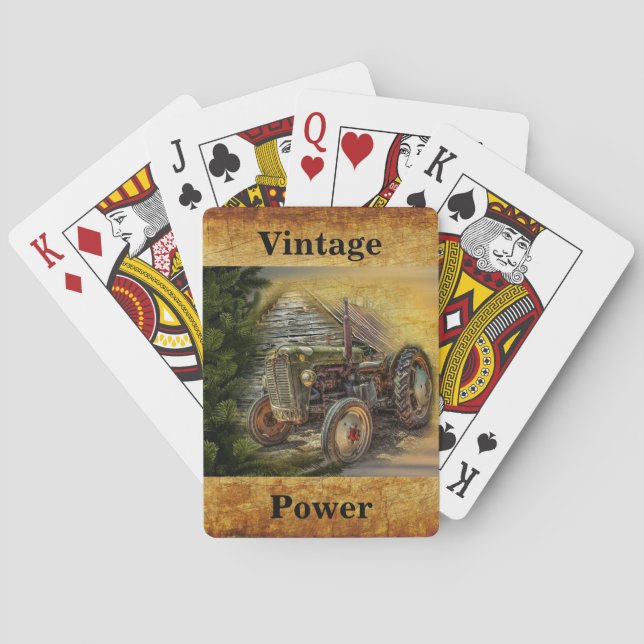 Jeu De Cartes Vintage Green Tractor Rustic (dos)