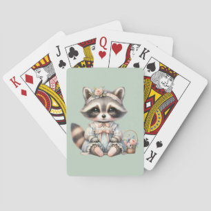 Jeu De Cartes Vintage habillé Cottagecore Raccoon Pastel