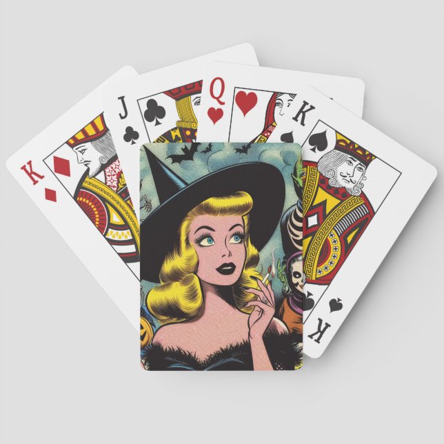 Jeu De Cartes Vintage Halloween Witch Comics (dos)